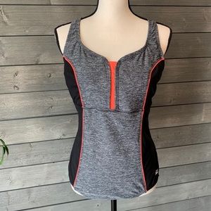 Speedo gray, black, pink one-piece swimsuit sz 12